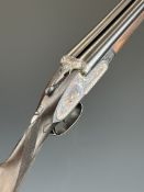 Union Armera 12 bore side by side sidelock ejector shotgun with engraved locks, underside, trigger