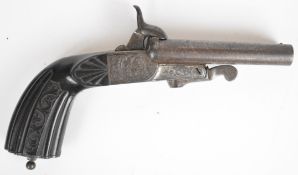 Roberts of Bristol double barrelled side by side percussion hammer action pocket pistol with