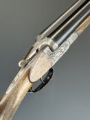 Josef Just Bohler Blitz of Austria 12 bore side by side shotgun with engraved scenes of birds and