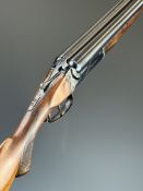 Monte Carlo 12 bore side by side ejector shotgun with chequered semi-pistol grip and forend,