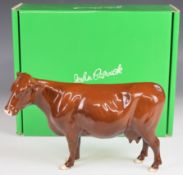 Beswick Red Poll cow figure, boxed, H15cm
