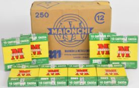 Three hundred and thirty 12 bore Maionchi M-Speed 36g 4 shot nickel plated shotgun cartridges, all