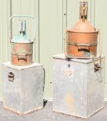 Two Hampshire County Council Visigauge type copper and brass county standard petrol measures