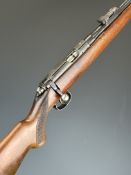 Deactivated BRNO Model 2 .22 bolt-action rifle with chequered semi-pistol grip, adjustable sights