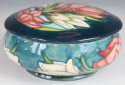 Moorcroft signed Philip Gibson limited edition 84/100 covered pedestal bowl with 'MCC 2001' to base,