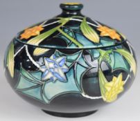 Moorcroft signed Sian Leeper limited edition 43/50 covered pedestal bowl decorated in the Festive