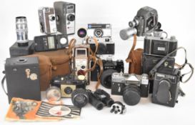 Collectable cameras to include EM and TTL 35mm SLR cameras, both with 2/58 lenses, Zorki 4 with
