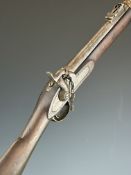 Enfield pattern two band percussion hammer action gun with lock stamped with crown over 'VR'