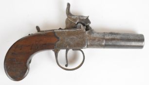 Wilkinson of Bristol percussion hammer action pocket pistol with named and engraved lock, thumb