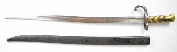 French 1866 pattern chassepot bayonet dated 1871 to spine, with brass grip, G49050 to crosspiece,