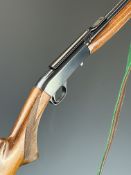 Browning .22 semi-automatic take-down rifle with chequered semi-pistol grip, scope rail, leather