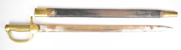 Copy Baker rifle first pattern sword bayonet with all brass hilt, 60cm straight blade and