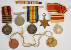 South African interest QSA, WW1 and WW2 family medals comprising Queen's South Africa Medal with