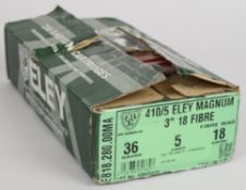 Two hundred and fifty .410 Eley Magnum 18g 5 shot shotgun cartridges, all in original boxes.