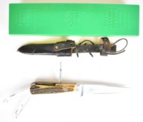 Puma 3591 hunting or gamekeeper's knife with engraved blade, the antler handle with inset