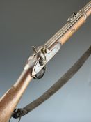 Gloster Volunteers Enfield pattern two band percussion hammer action rifle with adjustable ladder