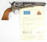 Deactivated Colt .36 five-shot single-action revolver with wooden grips and 5.5 inch barrel, overall