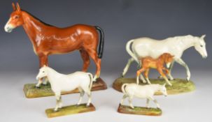 Four Royal Doulton horse figures HN numbers 2567, 2570, 2530 and 2579, all for restoration,