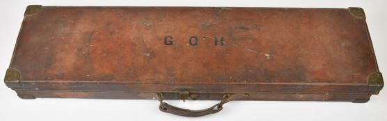 J & W Tolley leather and brass bound shotgun carry case with 'J & W Tolley Gun and Rifle
