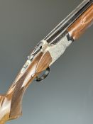 Miroku 12 bore over and under ejector shotgun with engraved lock, underside, trigger guard and thumb