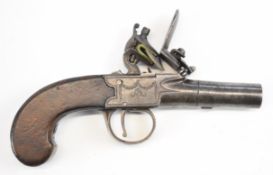 John Probin of London flintlock pocket pistol with named and engraved lock, engraved trigger