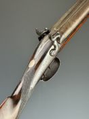 James Bridle of Barnstaple 12 bore side by side muzzle loading percussion hammer action shotgun with