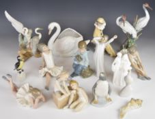 Fifteen Lladro / Nao, Royal Doulton and continental figures, tallest 26cm