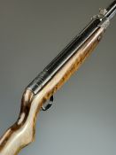 Webley Mark 3 .22 under-lever air rifle with plaque inset to the stock, adjustable sights and semi-