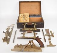 Stanley 55 combination woodworking plane with various shaped cutters and attachments, in fitted