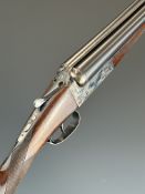 AYA No. 4 12 bore side by side ejector shotgun with named and engraved locks, engraved underside,