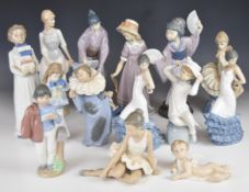 Fourteen Lladro / Nao figurines including ballerinas and geishas, tallest 30cm
