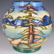 Moorcroft signed Sian Leeper limited edition 52/250 pedestal vase decorated in the Algonquin Park