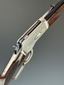 T Mori engraved Browning .45-70 underlever-action rifle with engraved action featuring scenes of