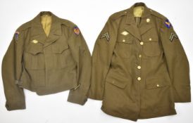 American WW2 wool serge coat and field jacket, the jacket by De Rossi & Son Co. and dated June 8th