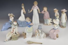 Ten Nao figures including clown, puppies, etc, tallest 25cm