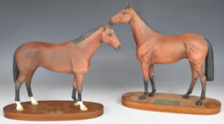 Two Royal Doulton racehorse figures Nijinsky and Red Rum, tallest 33cm