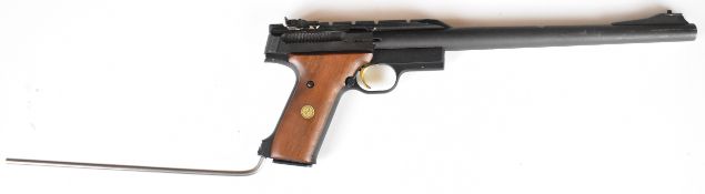 Browning Buckmark .22 semi-automatic rifle with monogrammed wooden pistol grip, adjustable sights,