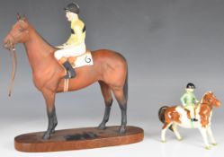 Beswick Connoisseur Collection figure 'Arkle with Pat Taffe Up' (H32cm) and Beswick girl on a pony