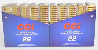 One thousand .22 LR CCI Mini-Mag Varmint rifle cartridges, all sealed in original boxes. PLEASE NOTE