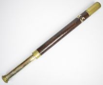 Ross of London leather covered brass telescope, serial number 78740, 59cm long when extended.