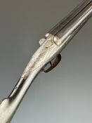 Darne 16 bore side by side shotgun with engraved sliding action, chequered grip and forend, sling