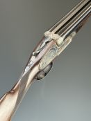 Ugartechea 12 bore sidelock side by side ejector shotgun with engraved locks, underside, trigger