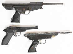 Three various air pistols comprising Black Major .22, Top Score 175 .177 and Bullseye RO72 .177, all