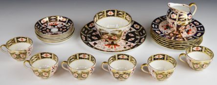 Royal Crown Derby Imari teaware decorated in the 2451 pattern including six trios, approximately