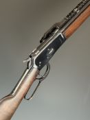 Rossi .38/ .357 underlever-action repeating carbine rifle with scope rail, wooden stock and forend