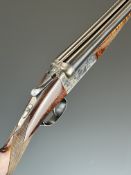AYA 20 bore side by side shotgun with named and border engraved locks, border engraved underside,