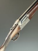 AYA Model 30 12 bore over and under ejector shotgun with heavily carved action featuring scenes of