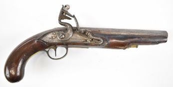 Goodwin & Co flintlock hammer action pistol with named and engraved lock, engraved brass trigger