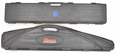 Two shotgun or rifle hard carry cases Howa and RWS, both with padded interiors, largest 135cm long.
