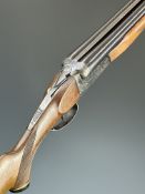 Zabala 12 bore side by side shotgun with engraved locks, underside, trigger guard, top plate,